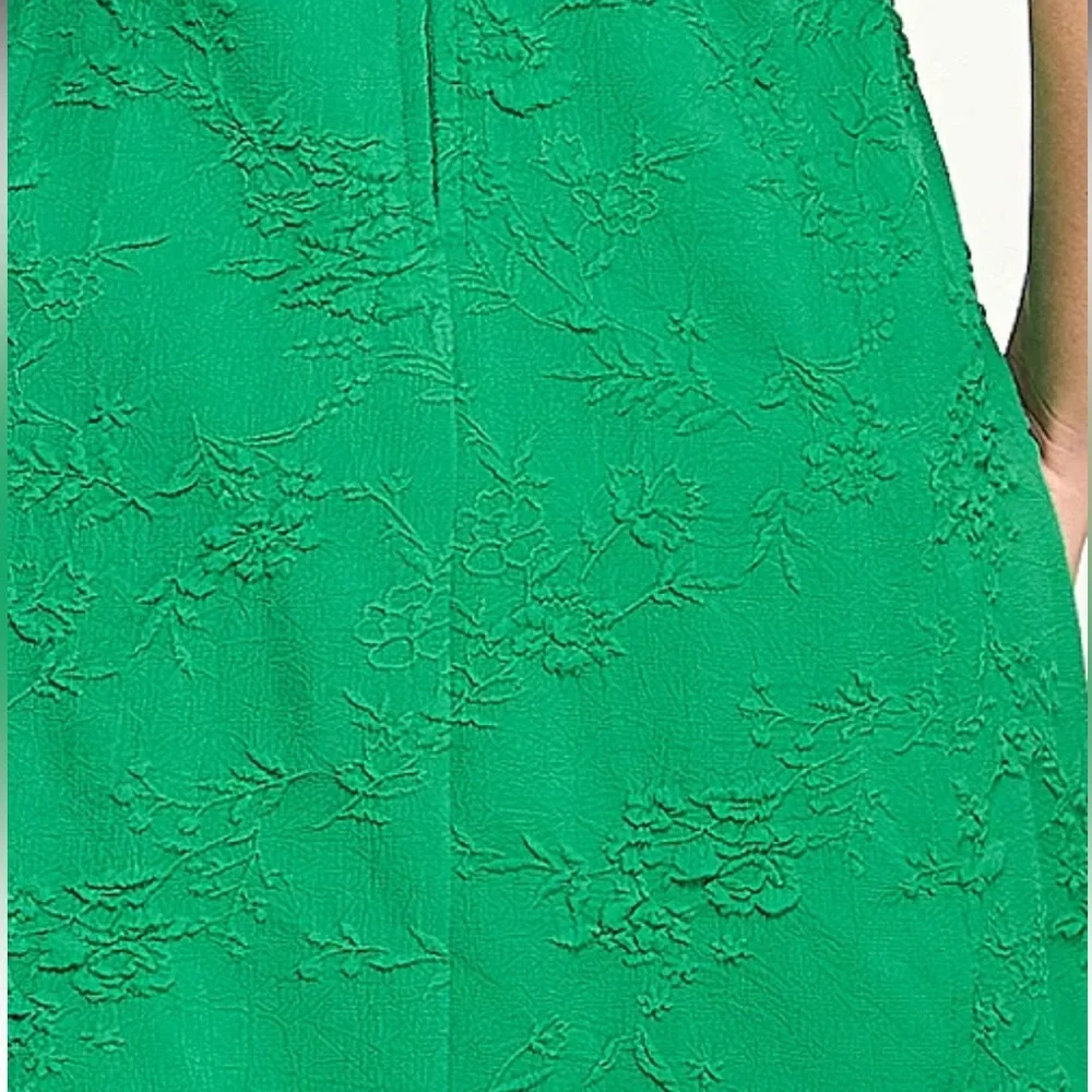 City Studios Emerald Green Off Shoulder Jacquard Dress - Picture 4 of 5